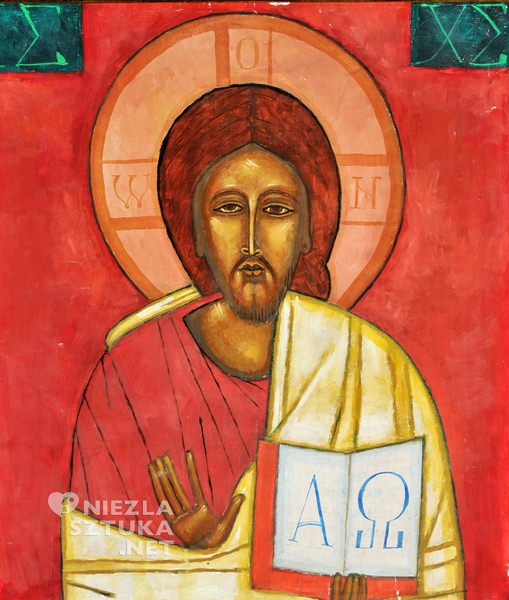 Chrystus Pantokrator, Jerzy Nowosielski, sztuka polska, malarstwo polskie, współczesna ikona, niezła sztuka