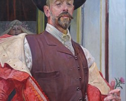 Jacek Malczewski, Autoportret z kwiatem ostu, sztuka polska, Niezła sztuka