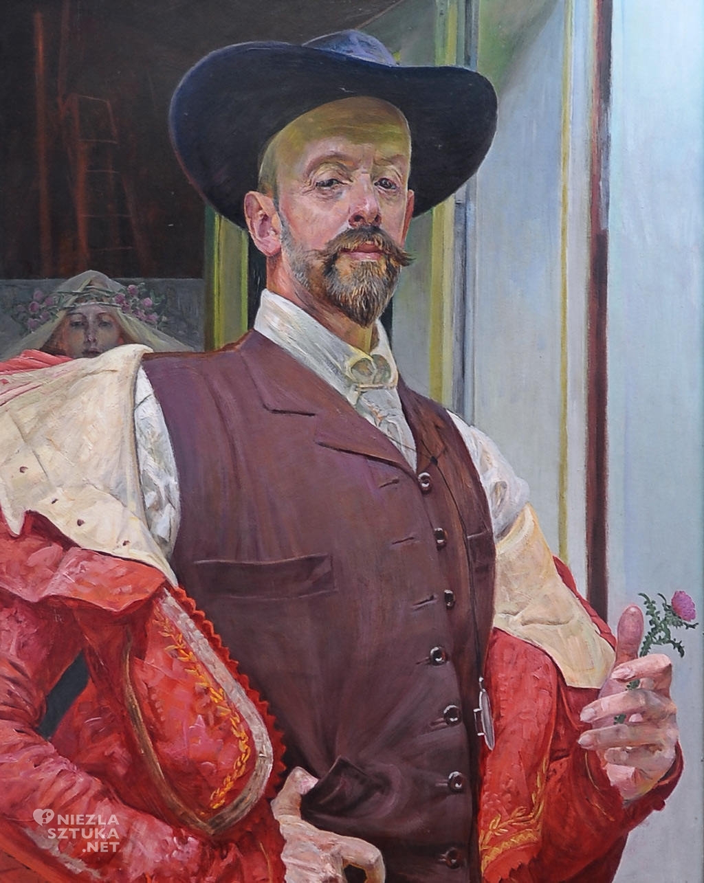Jacek Malczewski, Autoportret z kwiatem ostu, sztuka polska, Niezła sztuka