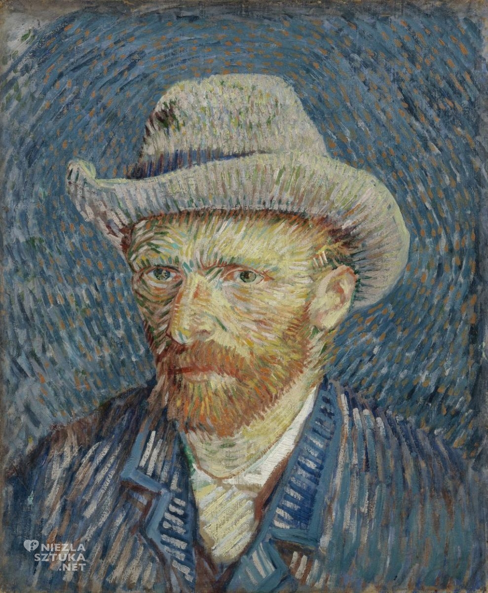 Vincent van Gogh, autoportret, autoportret w szarym, filcowym kapeluszu, Niezła Sztuka