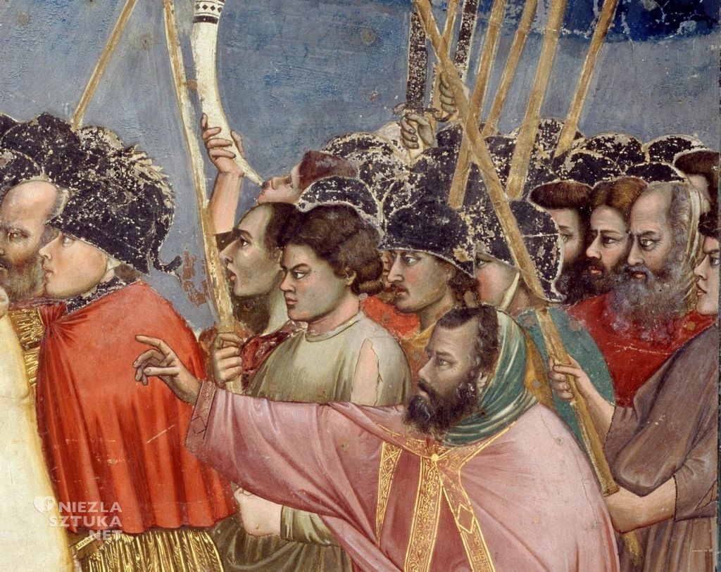 Giotto, Pocałunek Judasza, Giotto, Pocałunek Judasza,  fresk z kaplicy Scrovegnich, niezła sztuka