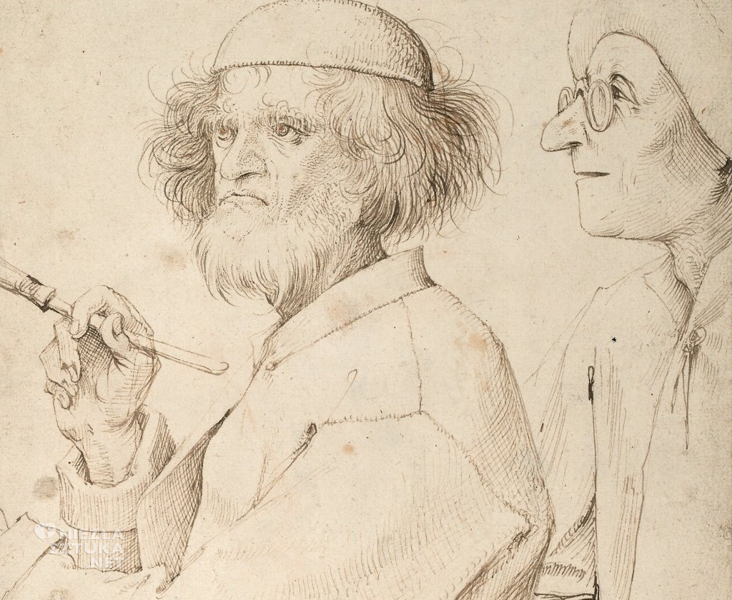 Pieter Bruegel Starszy, Malarz i kupiec, Malarz i koneser, Autoportret Bruegela, Autoportret, sztuka niderlandzka, szkic, Niezła Sztuka