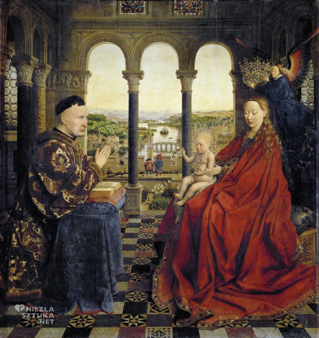 Jan van Eyck, Madonna kanclerza Rolina, ok. 1435, olej na desce, 66 × 62 cm, Luwr, Paryż
