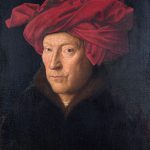 Jan van Eyck Portret mężczyzny w czerwonym turbanie (Autoportret?), 1433, 26 x 19 cm, National Gallery w Londynie