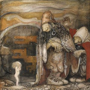 John Bauer, trolle, ilustracja, akwarela, sztuka skandynawska, Niezła Sztuka