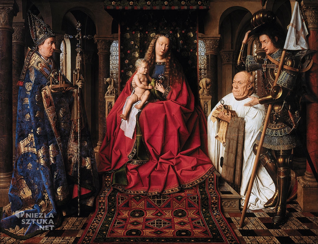 Jan van Eyck Madonna kanonika van der Paele, malarstwo niderlandzkie, motywy religijne, niezła sztuka