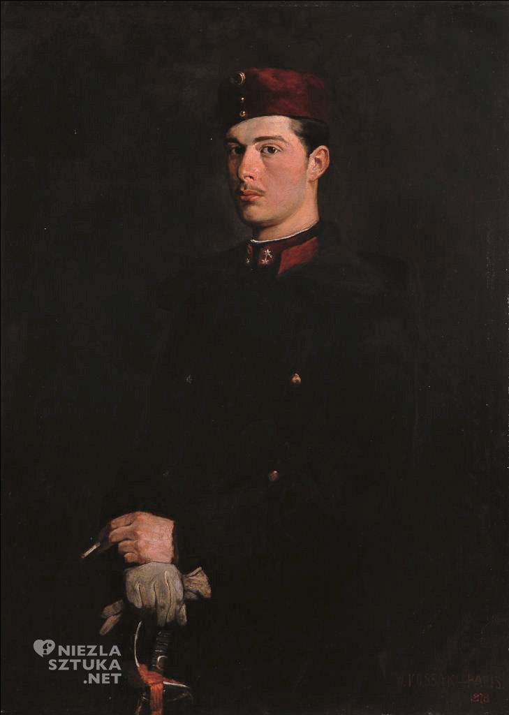 Wojciech Kossak, Autoportret w mundurze ułańskim, sztuka polska, malarstwo, Niezła Sztuka