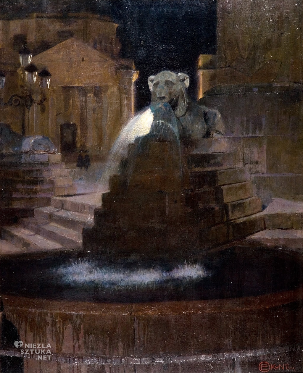 Edward Okuń, Fontanna na Piazza del Poppolo, malarstwo, sztuka polska, secesja, Niezła Sztuka