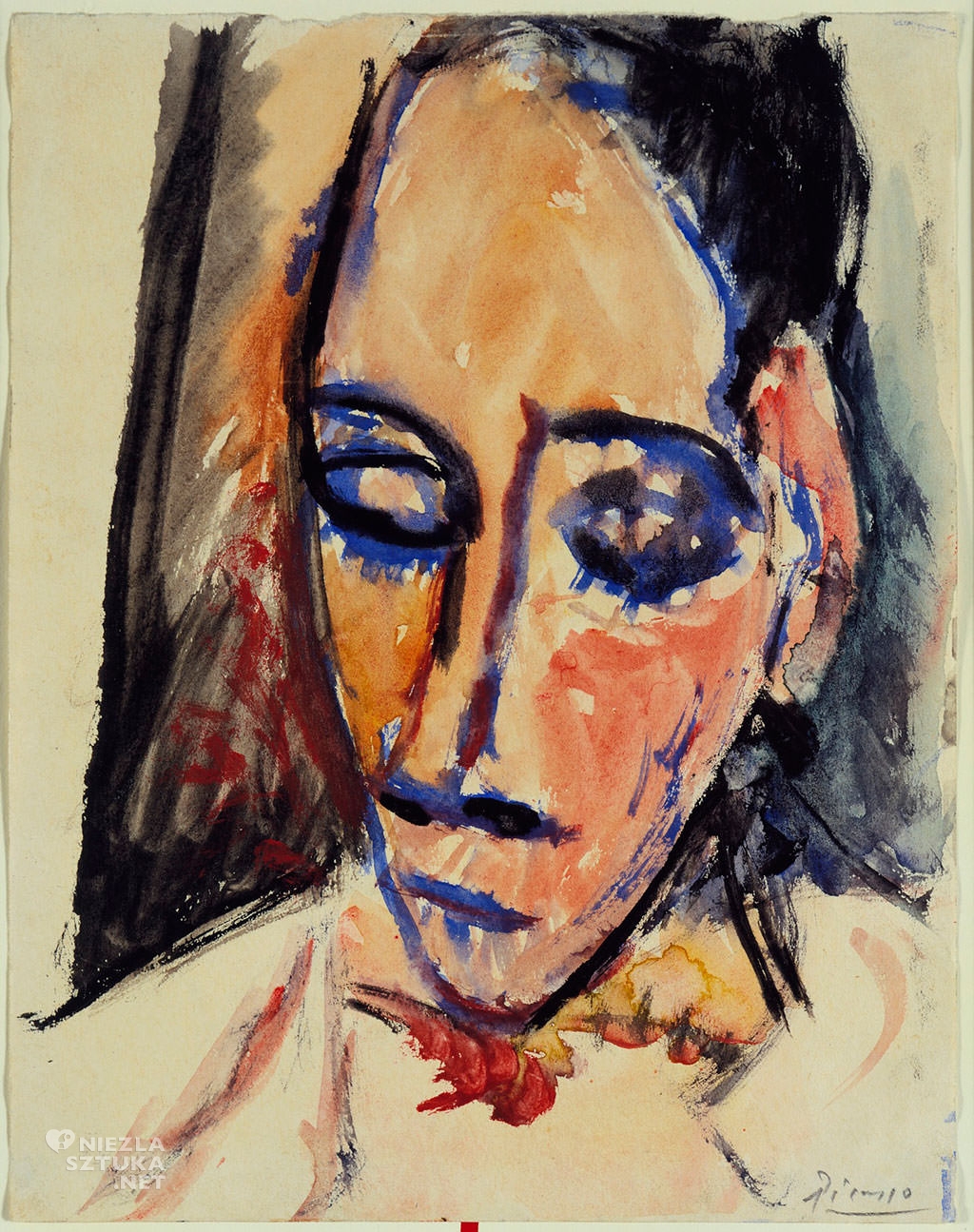 Pablo Picasso, Szkic do obrazu Panny z Awinionu, 1907, akwarela, papier, Museum of Modern Art, Nowy Jork, Niezła sztuka