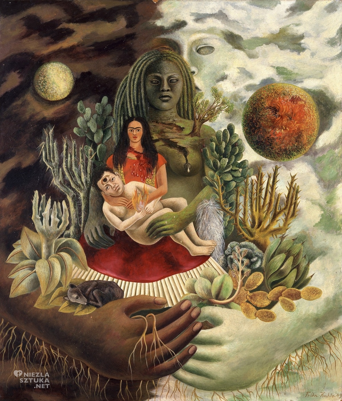 Frida Kahlo Miłosny uścisk wszechświata, Ziemia, Ja, Diego i Pan Xolotl