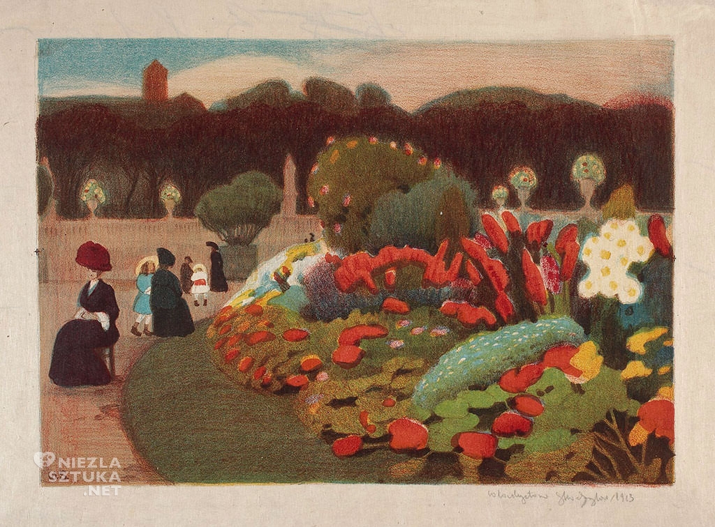 Władysław Skoczylas, Ogród Luksemburski, ogrody w sztuce, sztuka polska, niezła sztuka