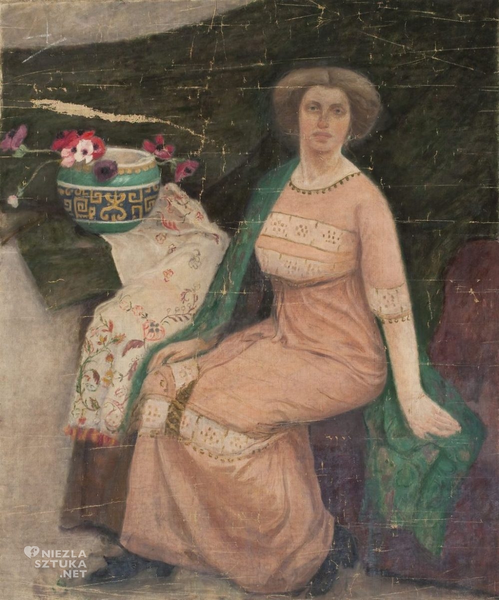 Tadeusz Makowski, Portret damy w różowej sukni Wanda Popławska