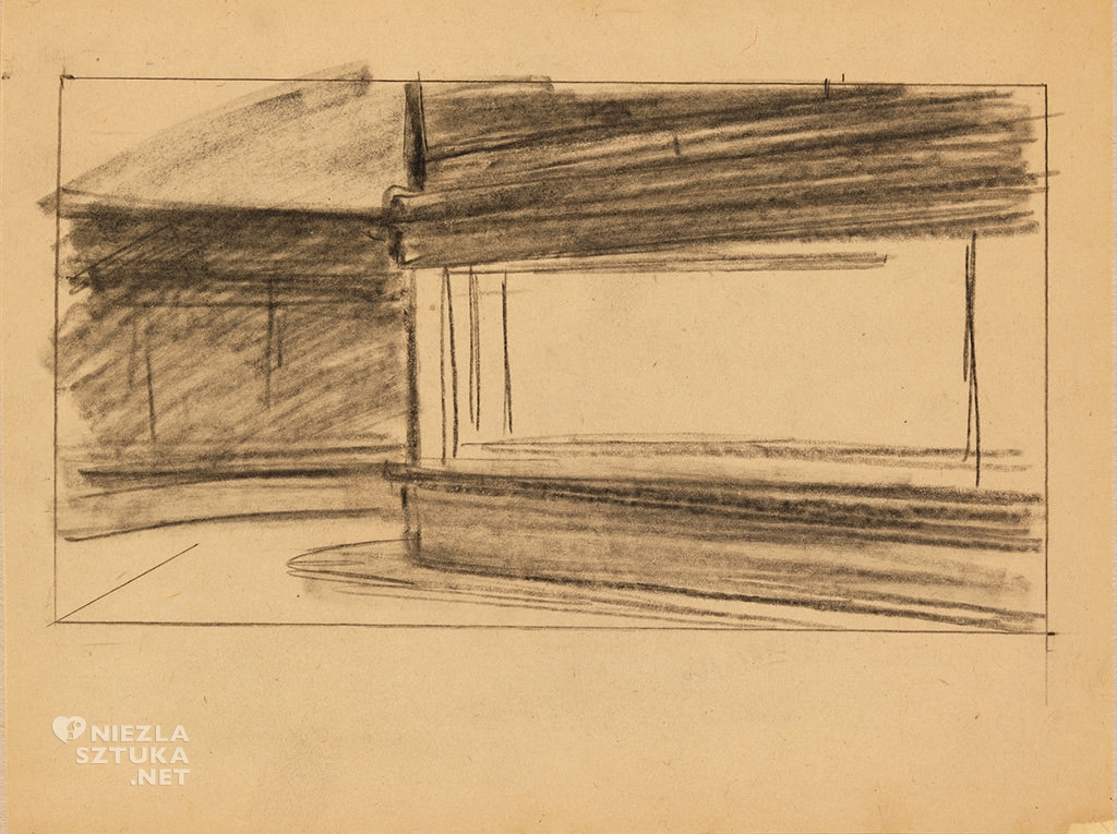 Edward Hopper, Szkic do obrazu Nocne jastrzębie, 1941 or 1942, Whitney Museum of American Art, New York © Heirs of Josephine N. Hopper, Whitney Museum of American Art, Niezła sztuka