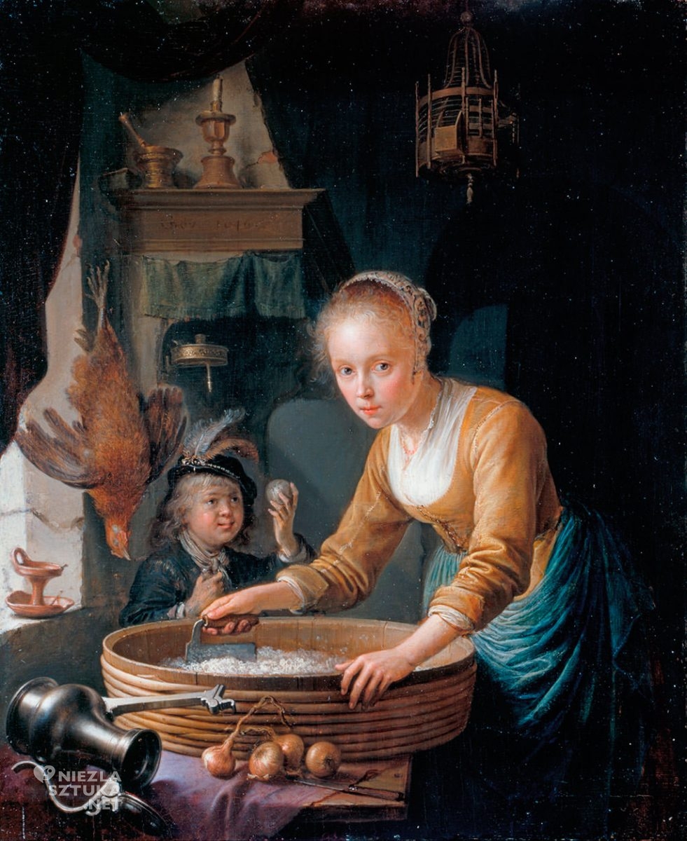 Gerrit Dou Dziewczyna siekająca cebule, Royal Collection, London