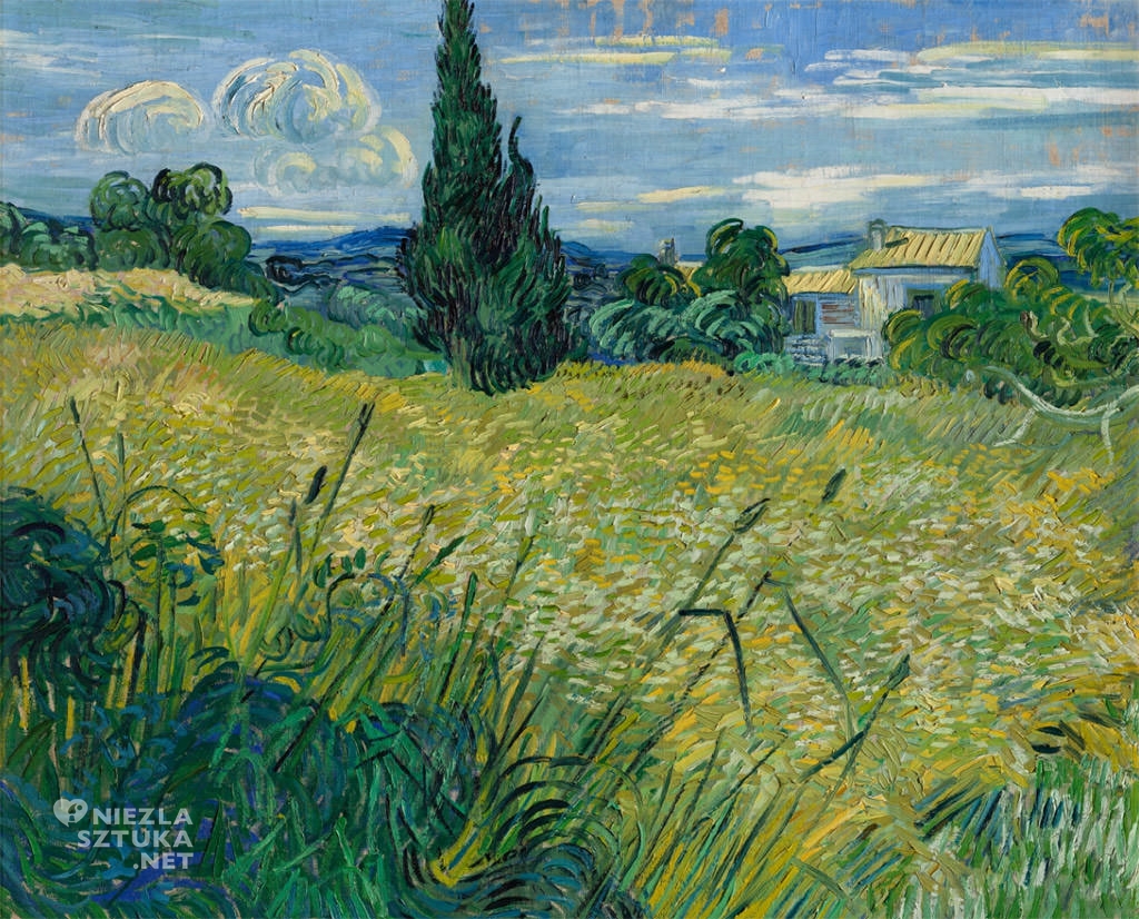 Vincent van Gogh, Zielone pole pszenicy z cyprysami, krajobraz, Niezła Sztuka