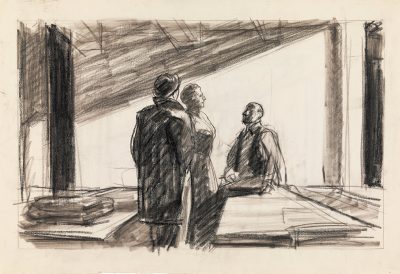 Edward Hopper, Conference at night, neoklasycyzm, malarstwo historyczne, scena rodzajowa, malarstwo amerykańskie, Niezła Sztuka