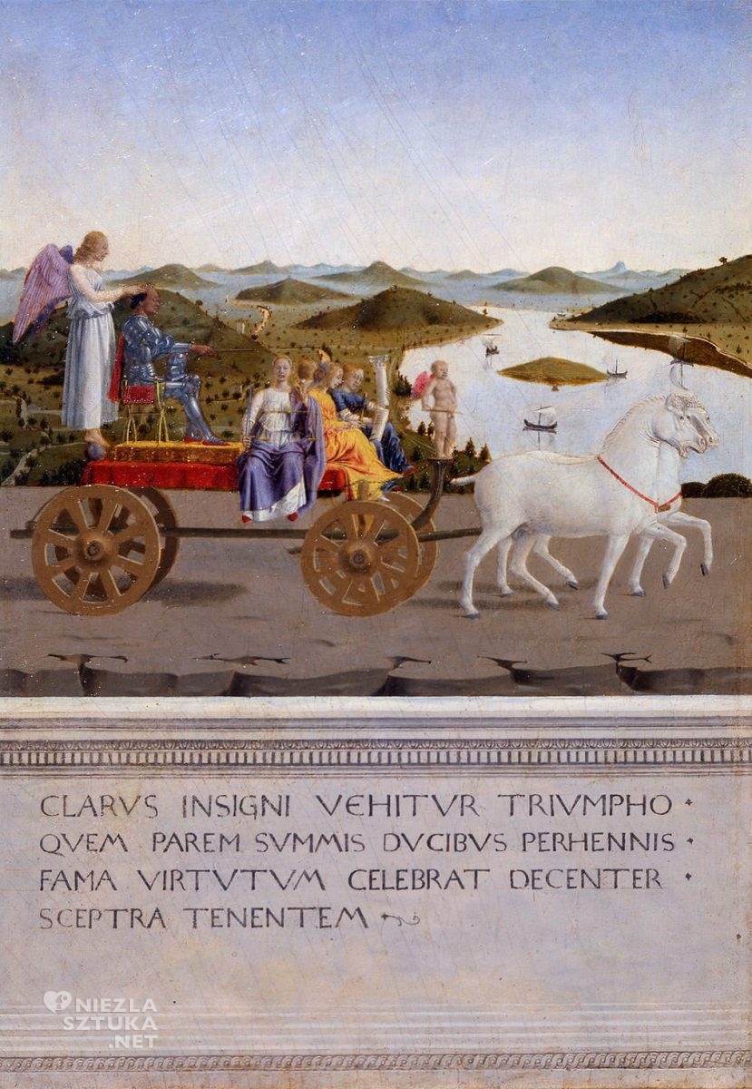 Piero della Francesca, Portret Federica da Montefeltro i jego żony Battisty Sforzy, Galleria degli Uffizi, Florencja, Niezła sztuka