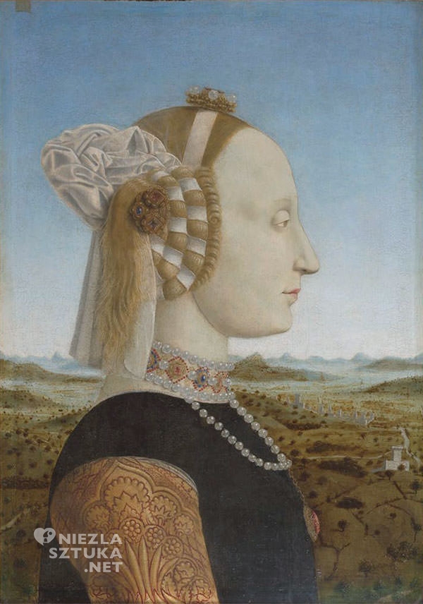 Piero della Francesca, Portret Federica da Montefeltro i jego żony Battisty Sforzy, Galleria degli Uffizi, Florencja, Niezła sztuka