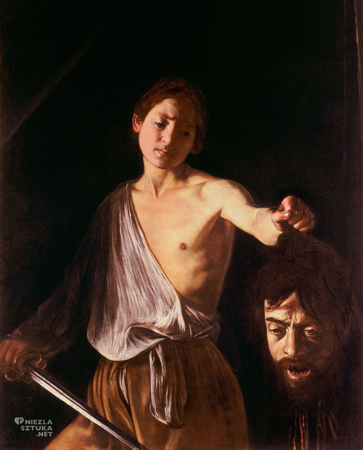Caravaggio, Dawid z głową Goliata, Galeria Borghese, sztuka włoska, Niezła sztuka