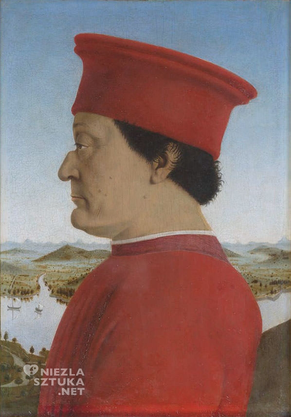 Piero della Francesca, Portret Federica da Montefeltro i jego żony Battisty Sforzy, Galleria degli Uffizi, Florencja, Niezła sztuka