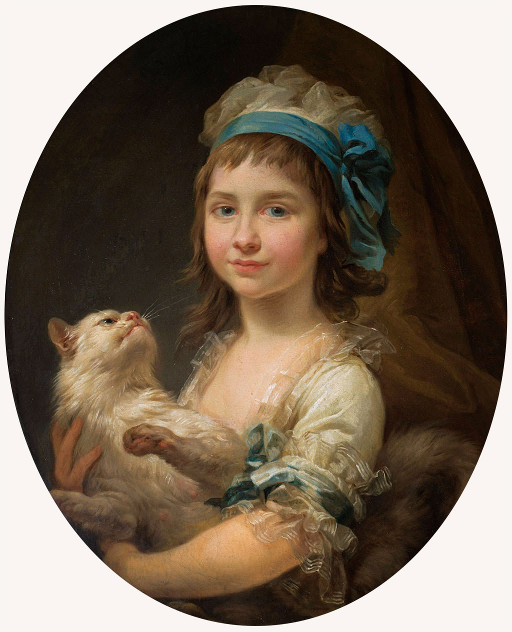 Marcello Bacciarelli, Portret Julii z Duhamelów Manteuffel z kotem, dziecko w sztuce, dziecko w malarstwie, Niezła sztuka