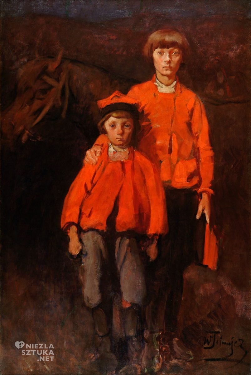 Włodzimierz Tetmajer, Portret synów artysty: Kazimierza i Tadeusza, Muzeum Częstochowskie, sztuka polska, dziecko w sztuce, Niezła sztuka