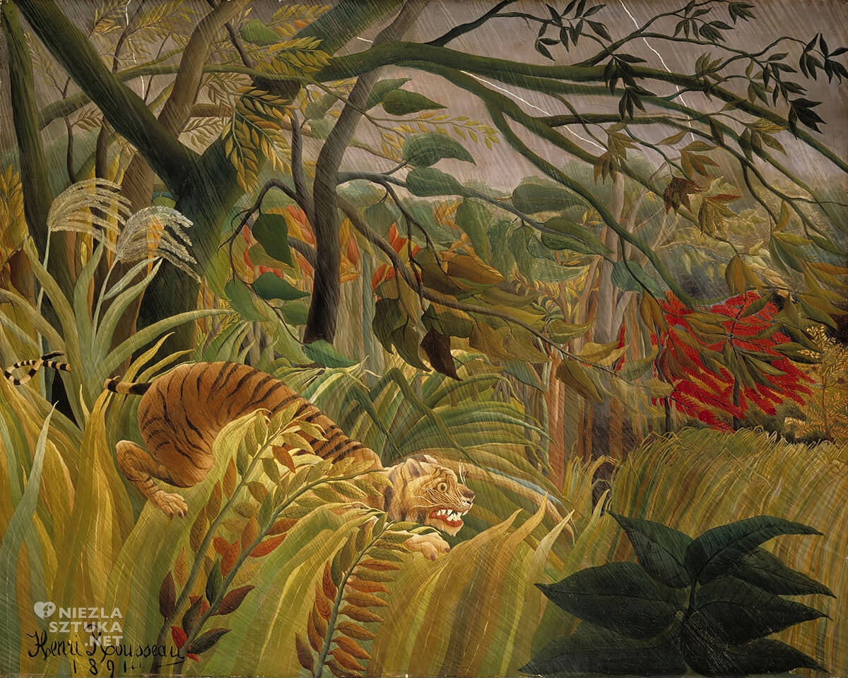 Henri Rousseau, Tygrys podczas burzy tropikalnej, National Gallery, Londyn, sztuka naiwna, Niezła sztuka