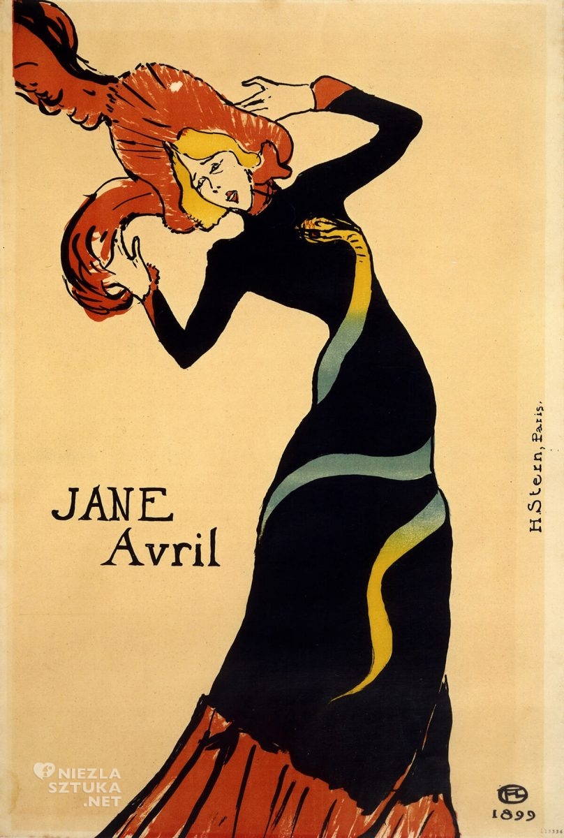 Henri de Toulouse-Lautrec, Jane Avril, sztuka francuska, Moulin Rouge, plakat, Niezła sztuka