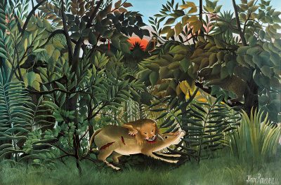 Henri Rousseau, Głodny lew atakujący antylopę, prymitywizm, malarstwo naiwne, Niezła sztuka