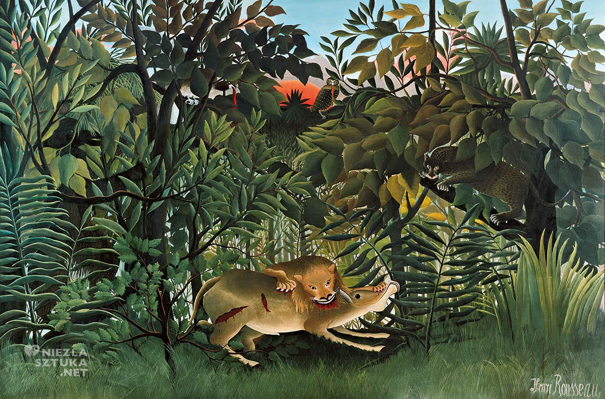 Henri Rousseau, Głodny lew atakujący antylopę, prymitywizm, malarstwo naiwne, Niezła sztuka