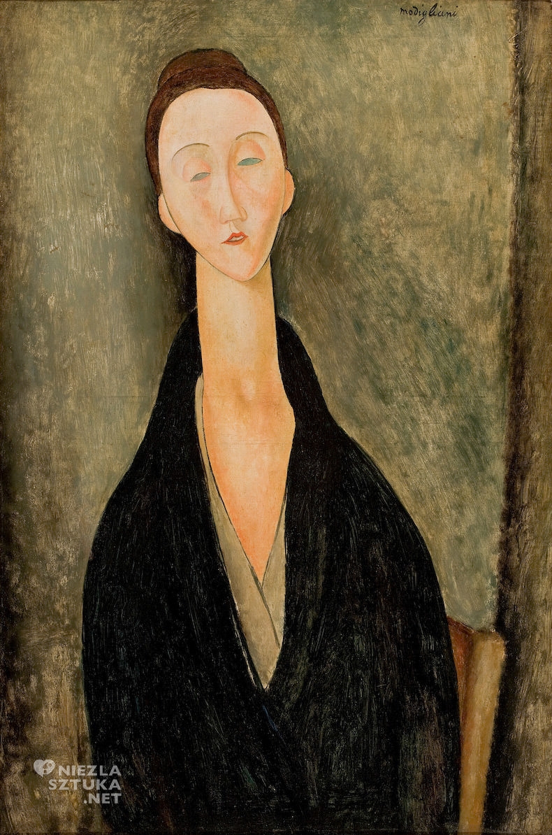 Amedeo Modigliani, Lunia Czechowska, sztuka włoska, malarstwo olejne, portret, ekspresjonizm, sztuka nowoczesna, Ecole de Paris, Niezła Sztuka