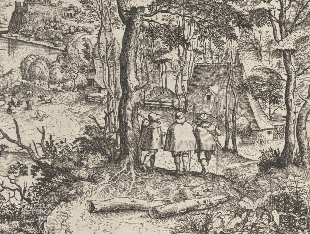 Pieter Bruegel Starszy, Chrystus z uczniami w drodze do Emaus, grafika, Niezła sztuka