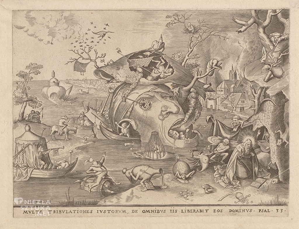 Pieter Bruegel tarszy, kuszenie św. Antoniego, grafika, Niezła Sztuka