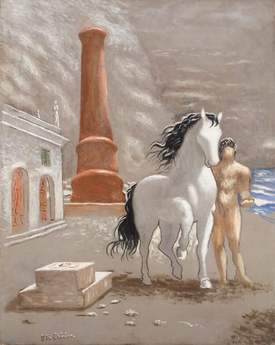 Giorgio de Chirico, Le rive della Tessaglia, surrealizm włoski, początek surrealizmu, włoska sztuka, malarstwo włoskie, Niezła Sztuka