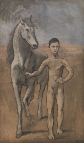 Pablo Picasso, Chłopiec prowadzący konia, malarstwo hiszpańskie, sztuka hiszpańska, okres niebieski, kubizm, modernizm, Niezła Sztuka