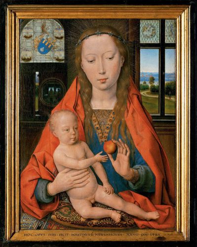 Hans Memling, Madonna, dyptyk, Dyptyk Maartena van Nieuwenhove, Brugia, sztuka niderlandzka, malarstwo niderlandzkie, arcydzieło do kawy, Niezła sztuka
