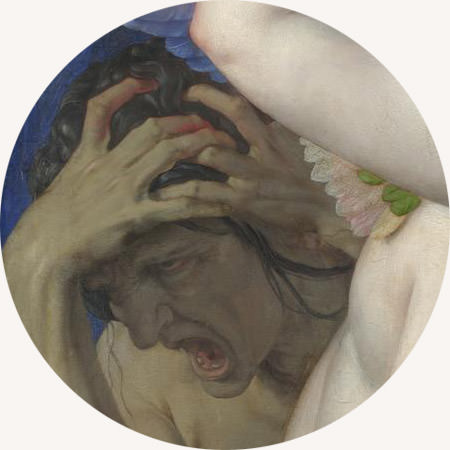 Agnolo Bronzino, Alegoria czasu i miłości, detal, manieryzm, sztuka włoska, malarstwo włoskie, Niezła Sztuka