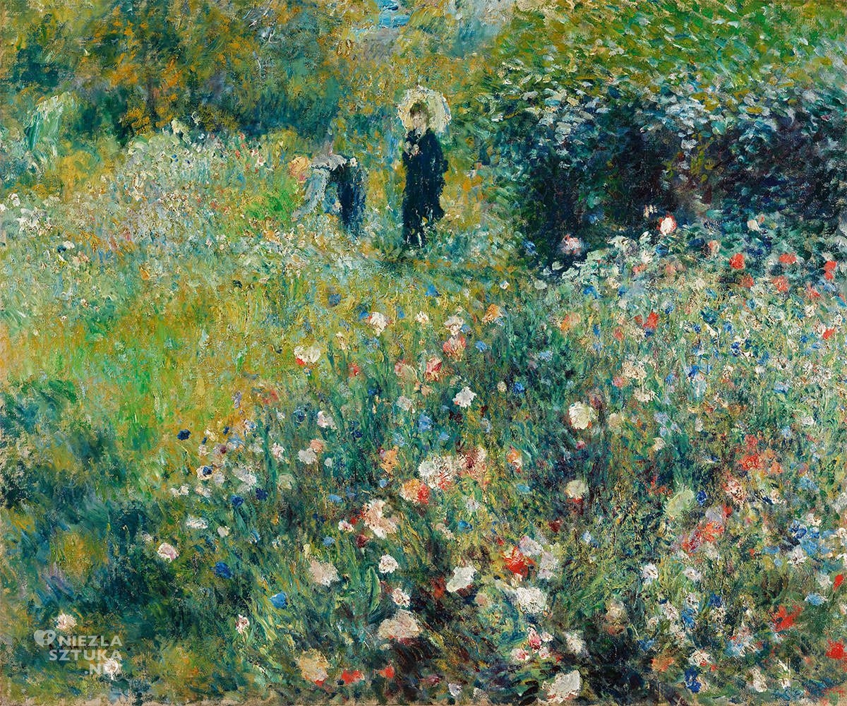 Pierre-Auguste Renoir, Kobieta z parasolem w ogrodzie, impresjonizm, Niezła Sztuka