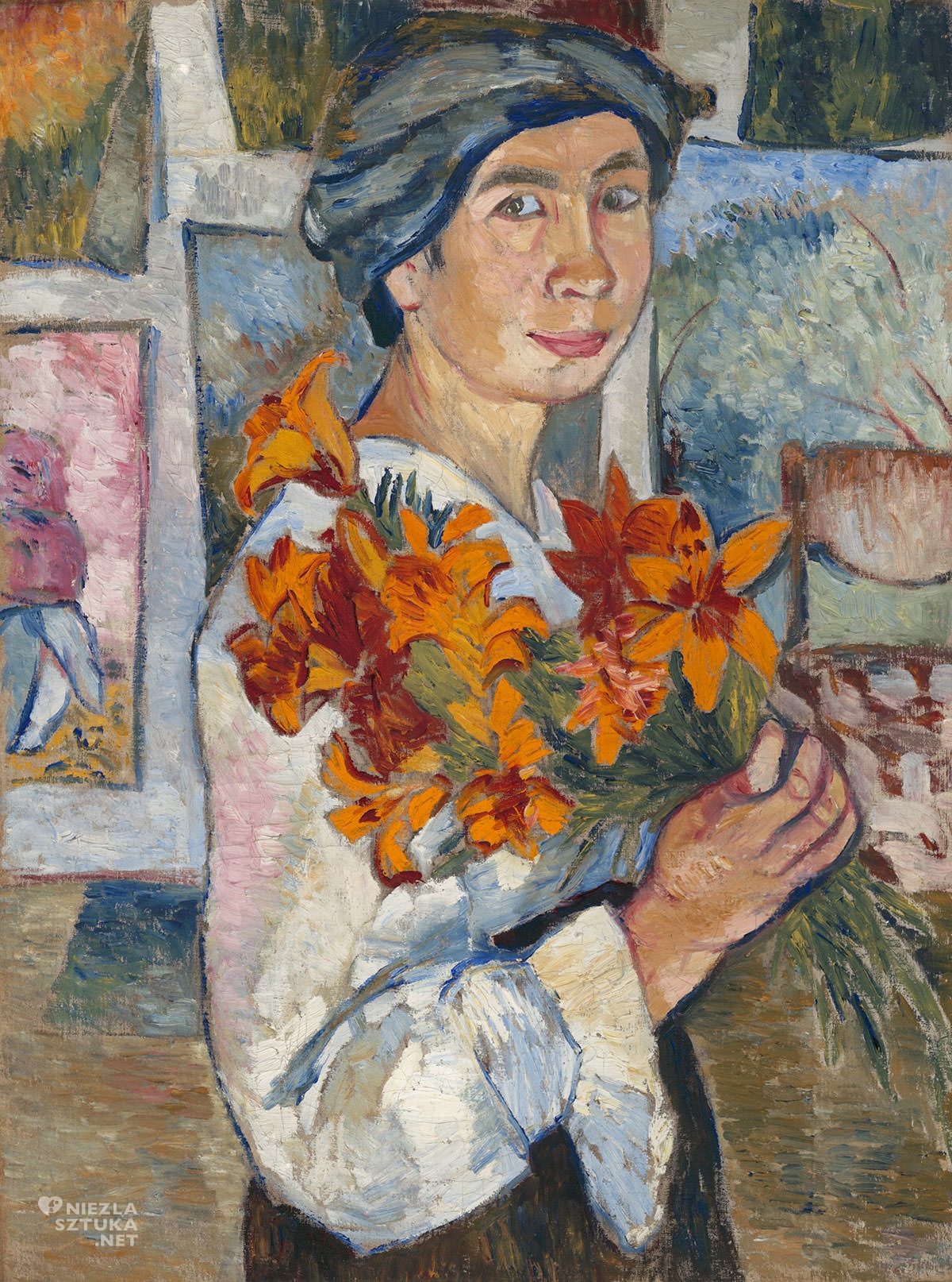 Natalia Gonczarowa, Autoportret z żółtymi liliami, kobiety w sztuce, malarka, Rosja, Niezła Sztuka