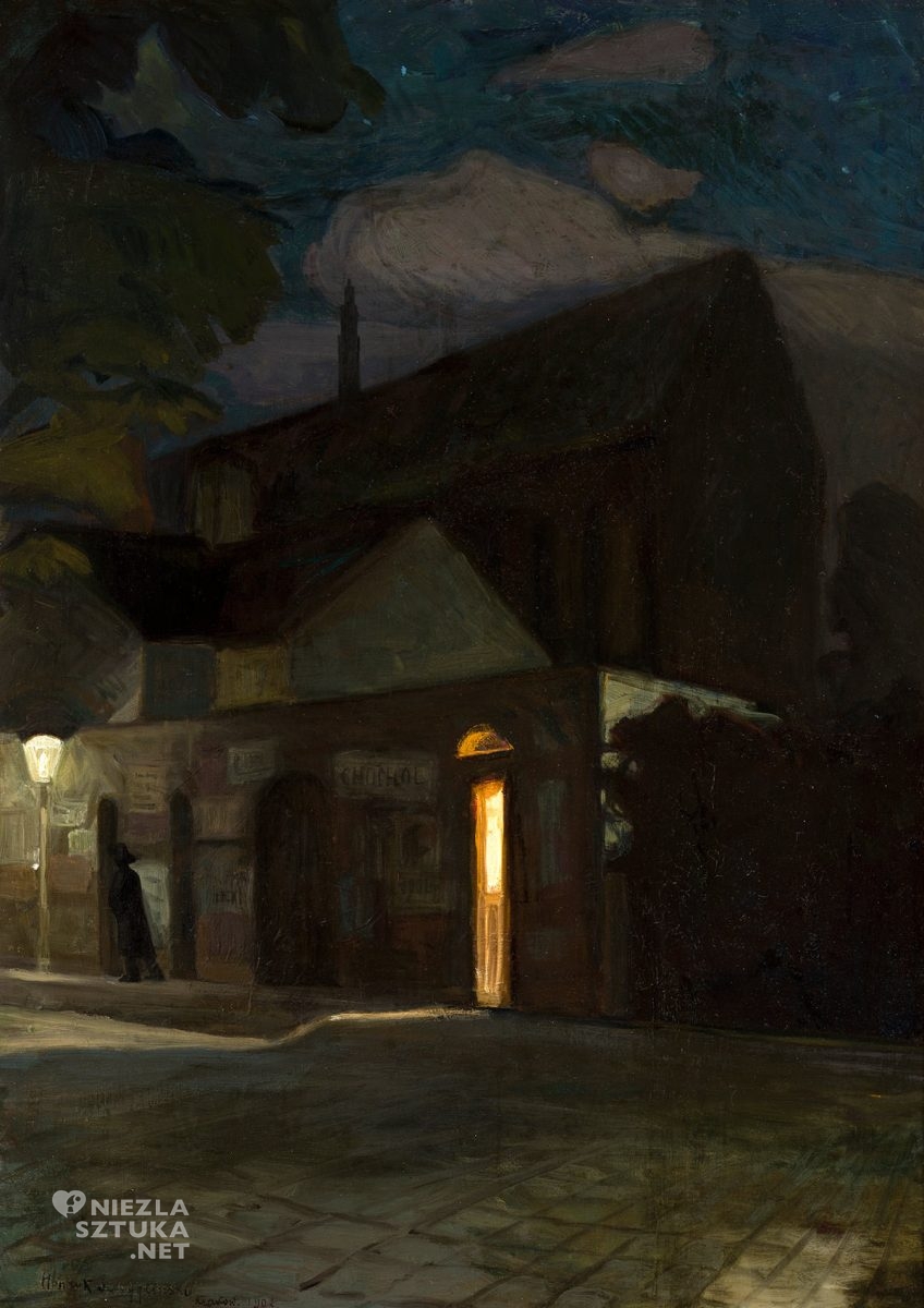 Henryk Szczygliński, Kościół Dominikanów w Krakowie w nocy, malarstwo polskie, sztuka polska, nokturn, Kraków, Niezła Sztuka