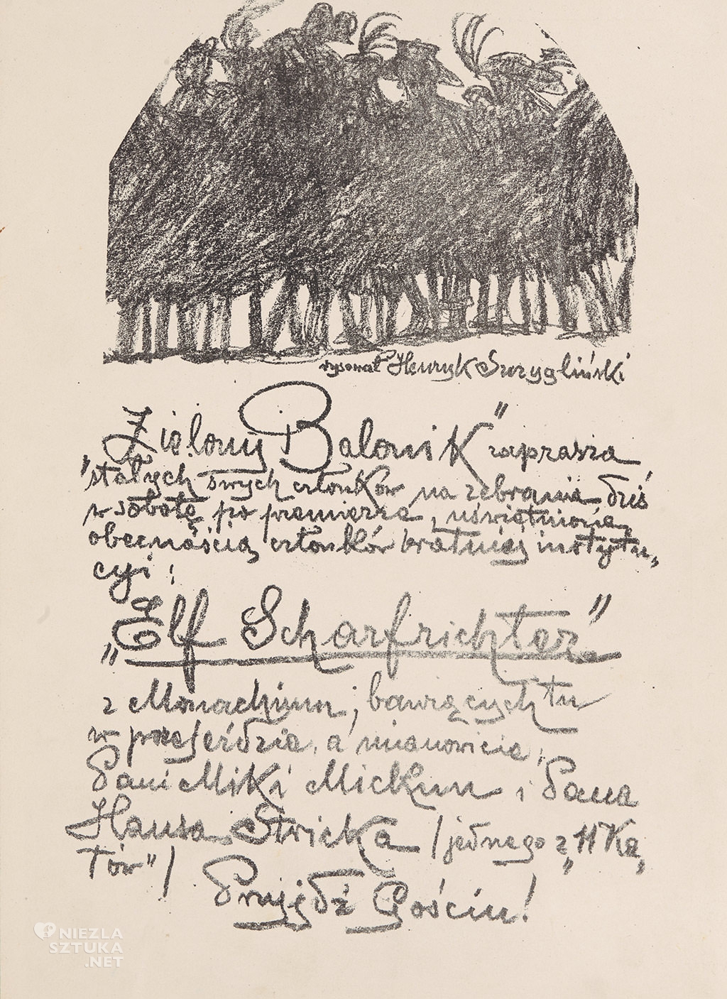 Henryk Szczygliński, Zaproszenie na kabaret, Zielony Balonik, sztuka polska, Niezła Sztuka