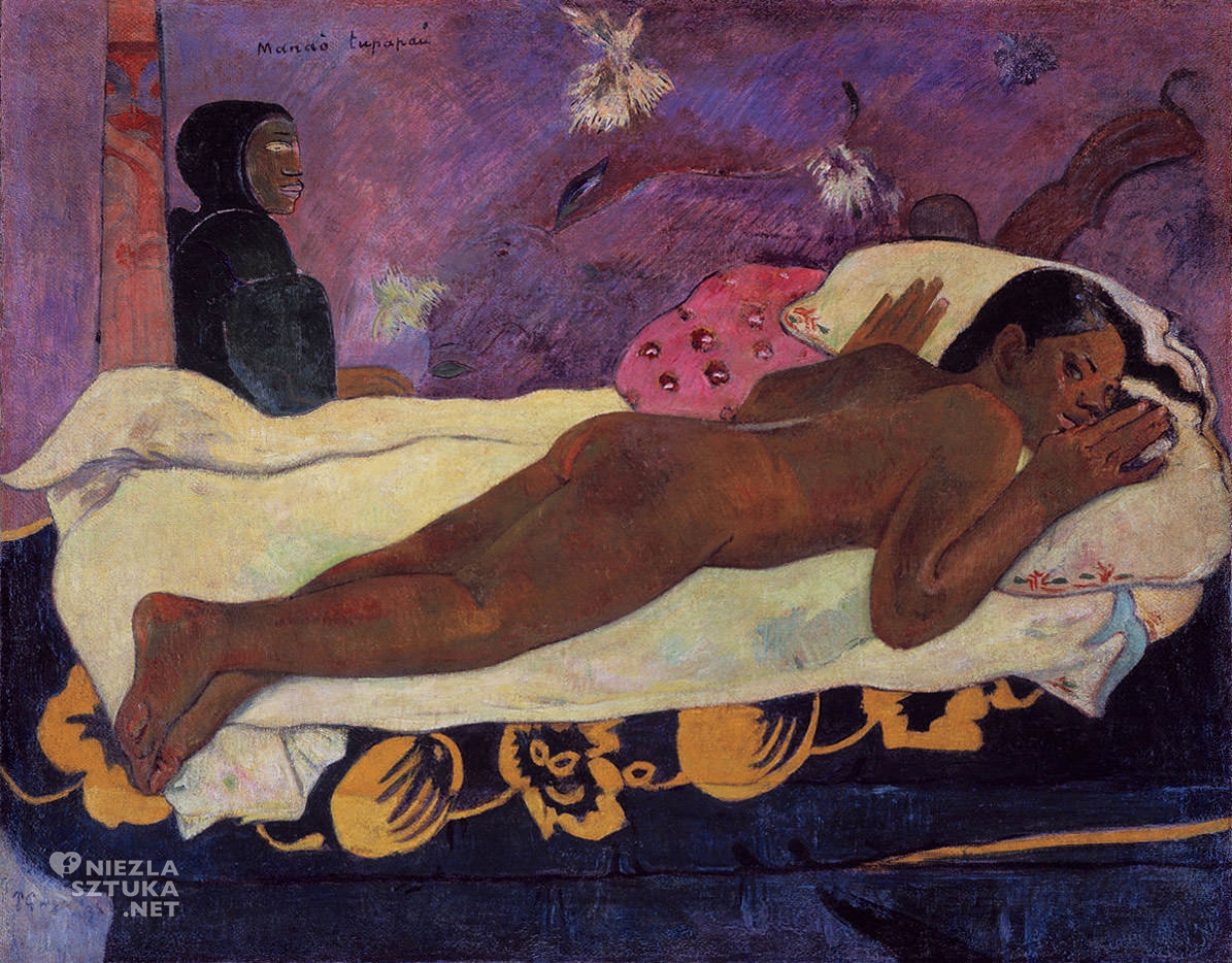 Paul Gauguin, Manao Tupapau, Tupapaus, duch Tupapau, postimpresjonizm, impresjonizm, postimpresjoniści, malarstwo Tahiti, malarstwo Polinezji, podróże Gauguina, Niezła Sztuka