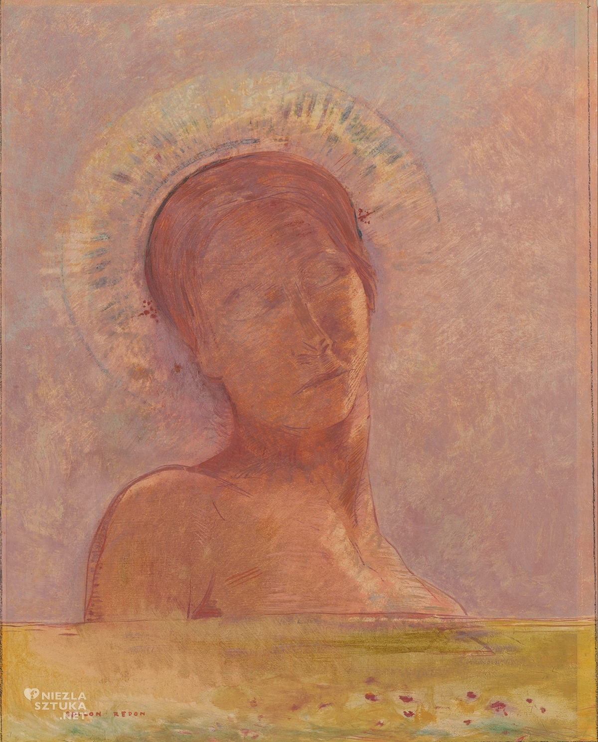 Odilon Redon, Zamknięte oczy, symbolizm, malarstwo europejskie, Niezła Sztuka