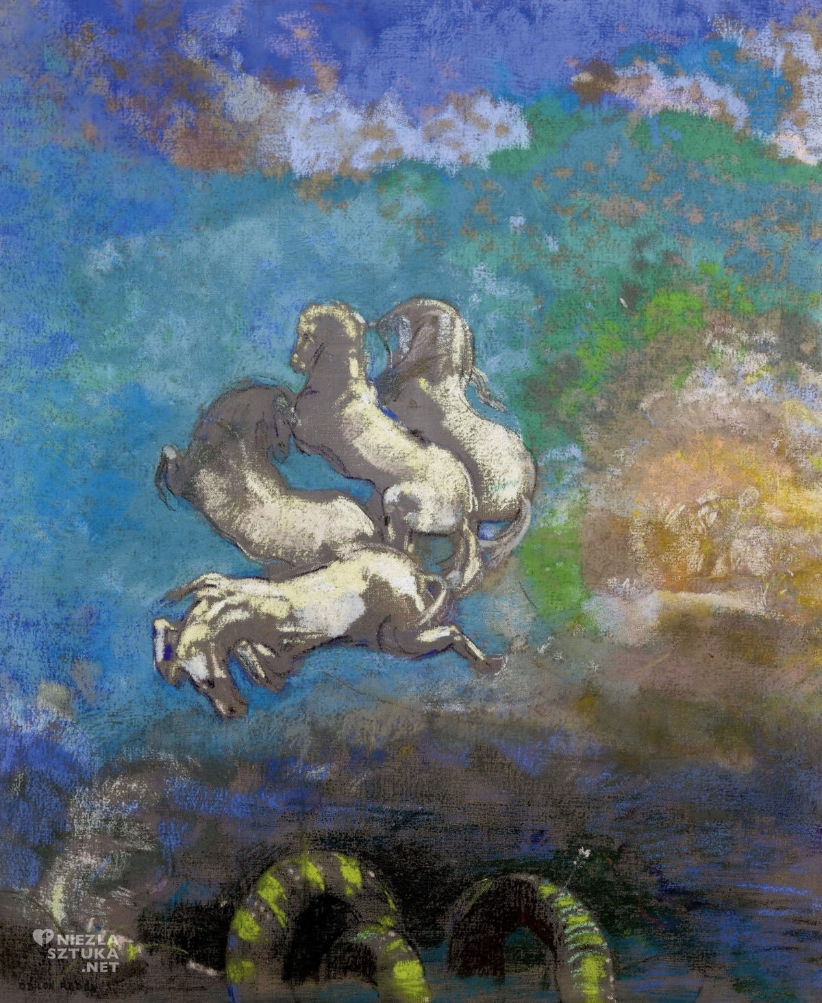 Odilon Redon, Rydwan Apollina, mitologia, malarstwo europejskie, symbolizm, Niezła Sztuka