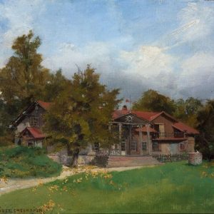 Józef Chełmoński, Willa w ogrodzie, Kuklówka, dworek w Kuklówce, sztuka polska, malarstwo polskie, Muzeum Narodowe w Warszawie, Niezła sztuka