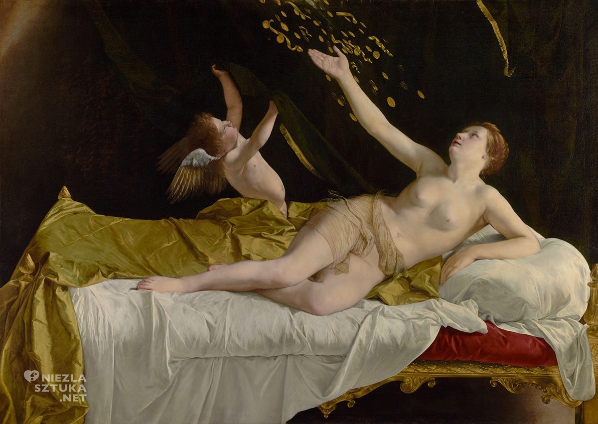 Orazio Gentileschi, Danae, złoty deszcz, Getty Museum, Danae, Los Angeles, Niezła sztuka