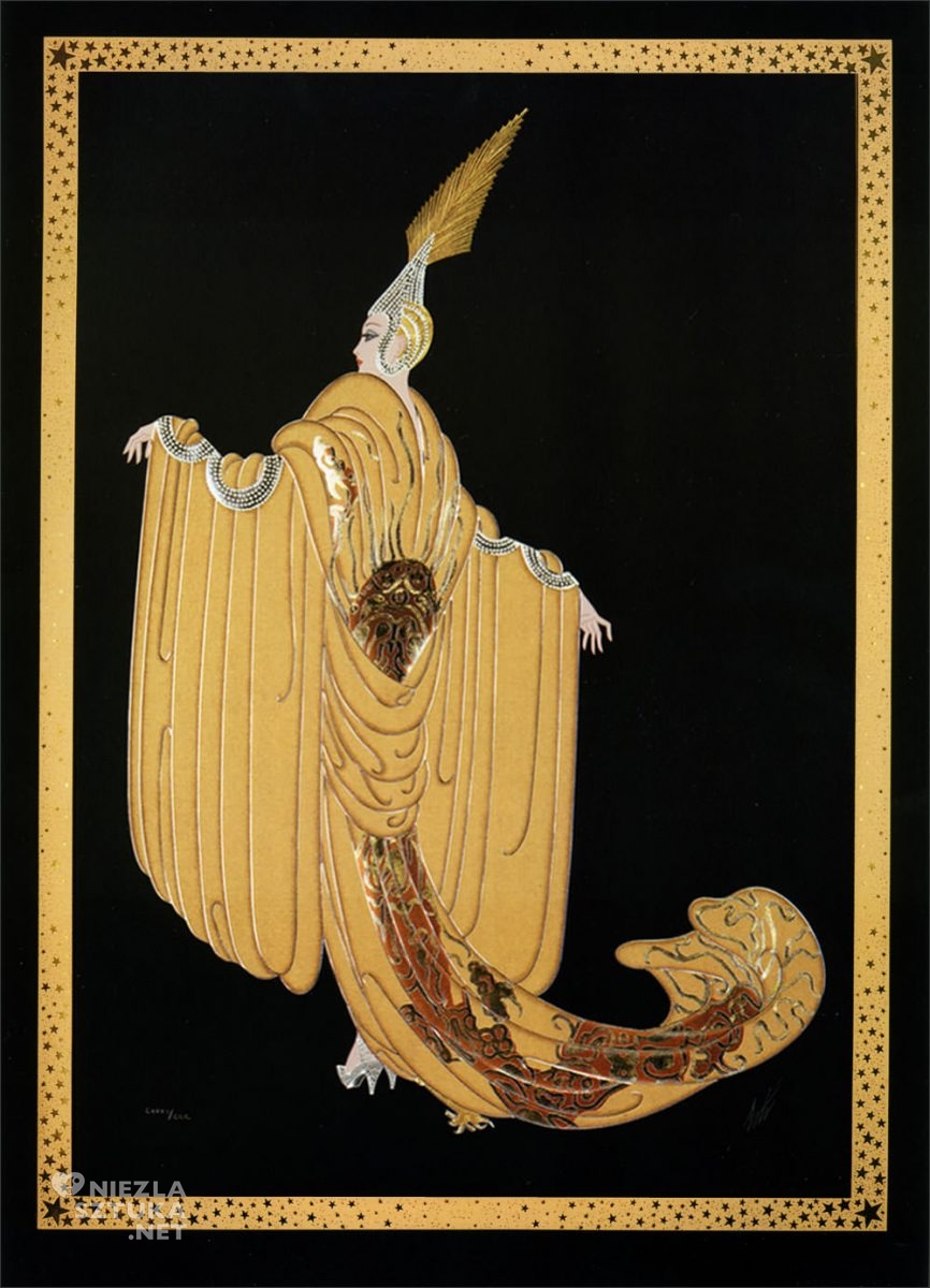 Erté, Cape a la Russe, Romain de Tirtoff, moda, grafika, ilustracja, Niezła Sztuka
