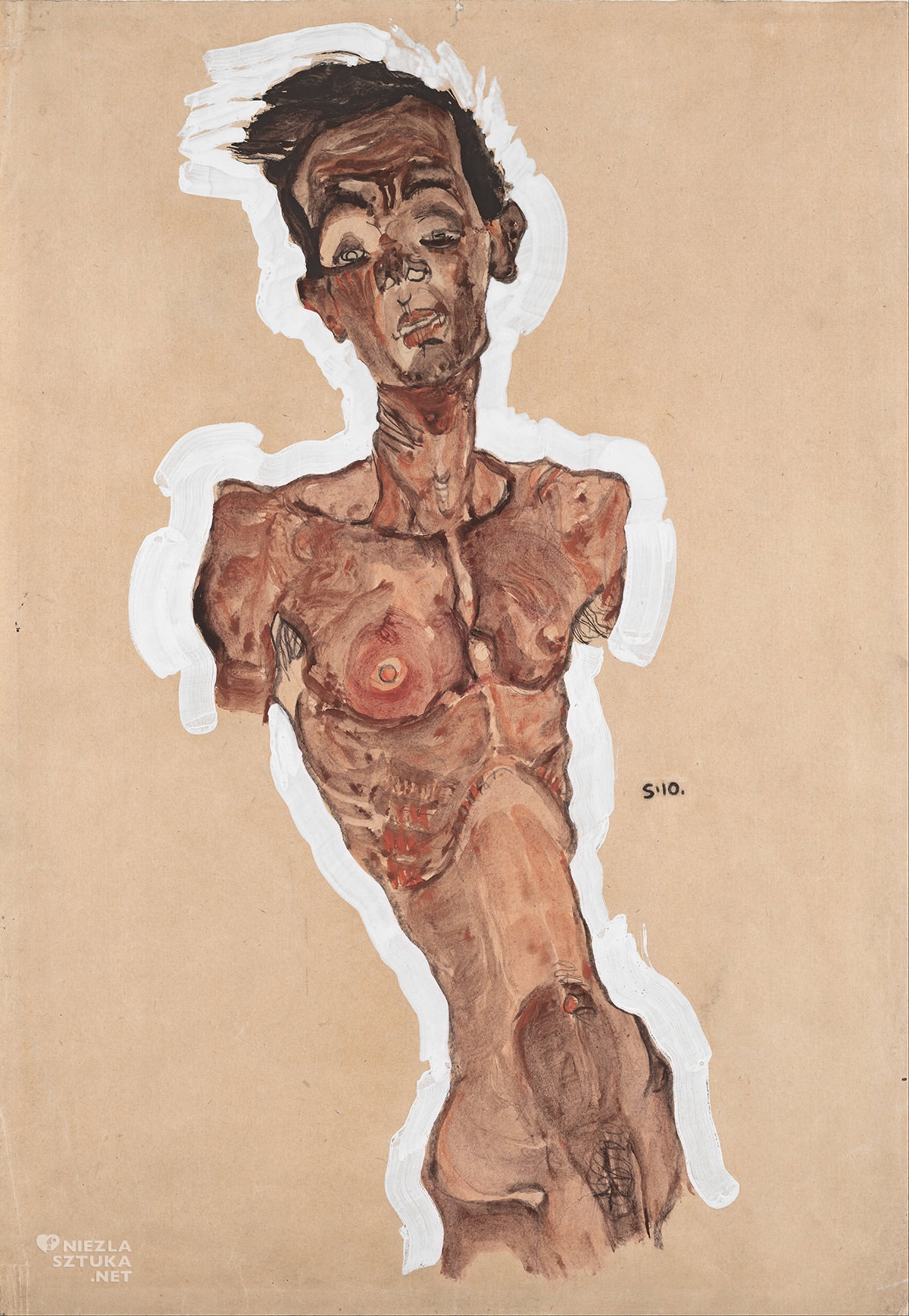 Egon Schiele, Nagi Autoportret, Akt, Autoportret artysty, sztuka austriacka, Niezła Sztuka