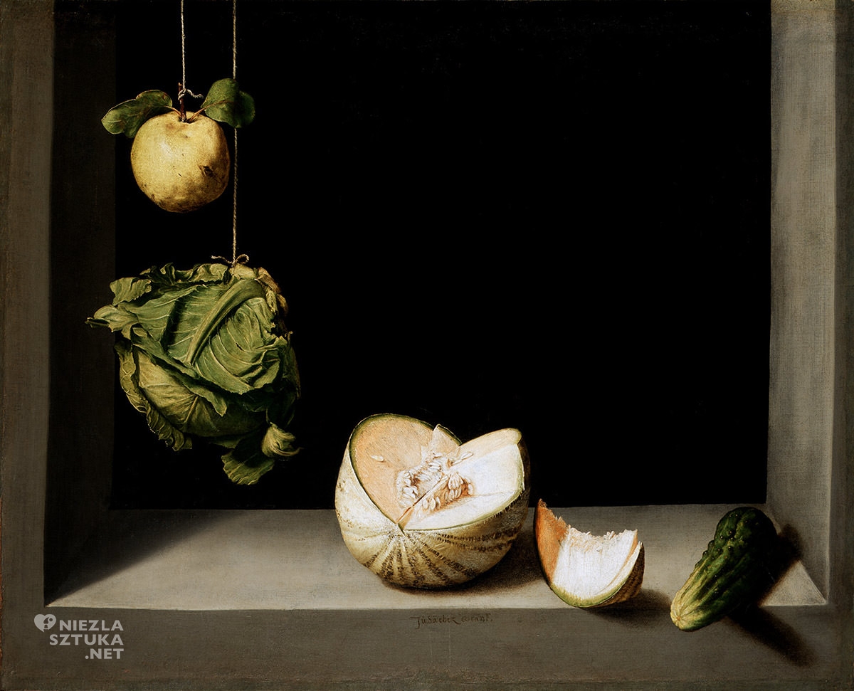 Juan Sanchez Cotan, martwa natura, martwa natura z warzywami, barok, hiszpański malarz, malarstwo hiszpańskie sztuka hiszpańska, Niezła sztuka