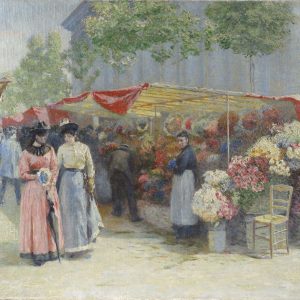 Józef Pankiewicz, Targ na kwiaty przed kościołem La Madeleine w Paryżu, sztuka polska, malarstwo polskie, Niezła sztuka